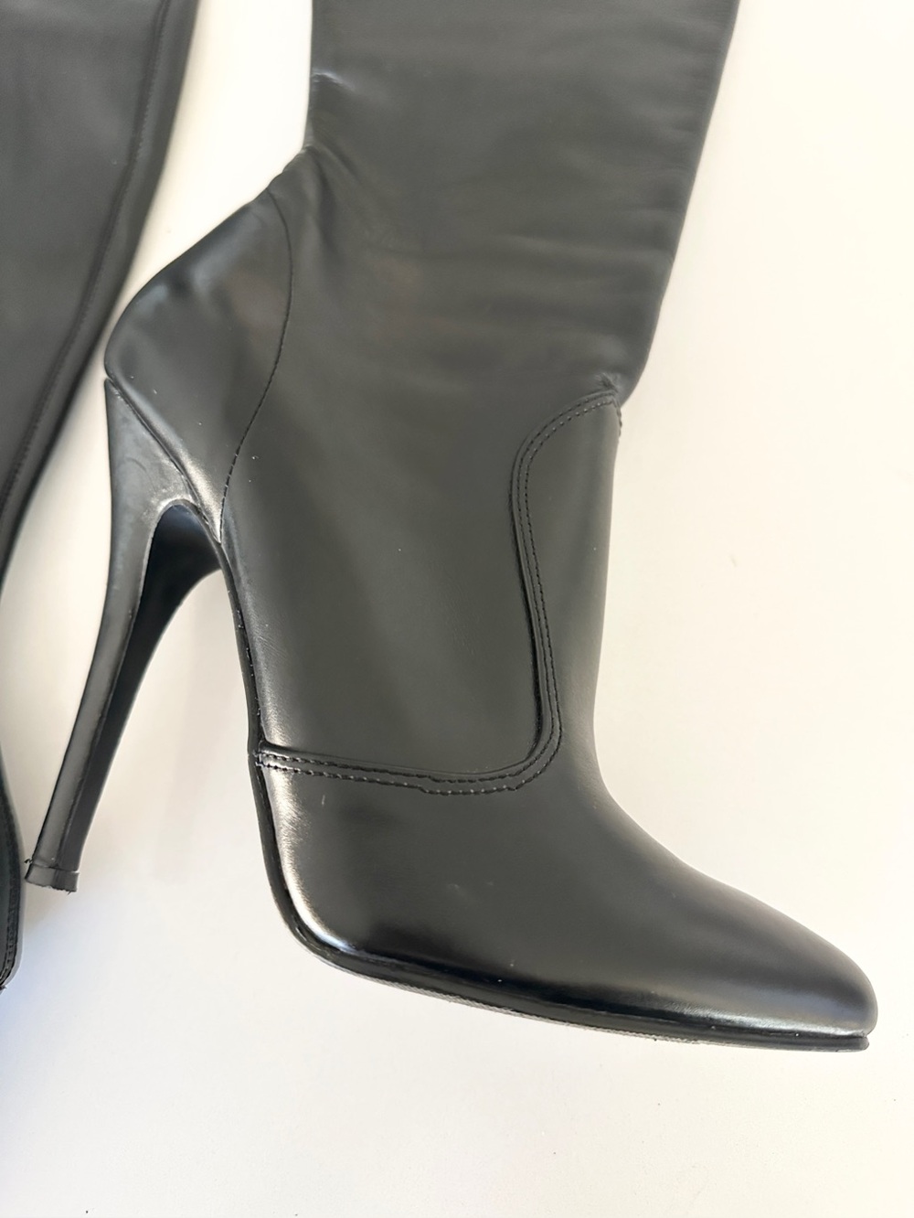 Pleaser Thigh High Stiletto Boots Genuine Leather Black Size 10 - Picture 3 of 16